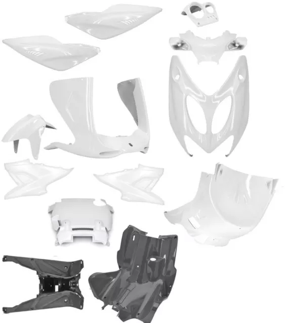 Kit 13 Carene Complete Bianco Lucido Per Yamaha 50 100 Cc Aerox Mbk Nitro 97>12