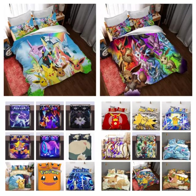 Pokémon Doona Cover Set Soft Bedding Set Home Textiles S/D/Q/K Kid Pikachu Gifts