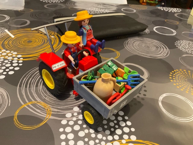 PLAYMOBIL (T4116) FERME - Tracteur Vert & Rouge Complet Vintage 3500