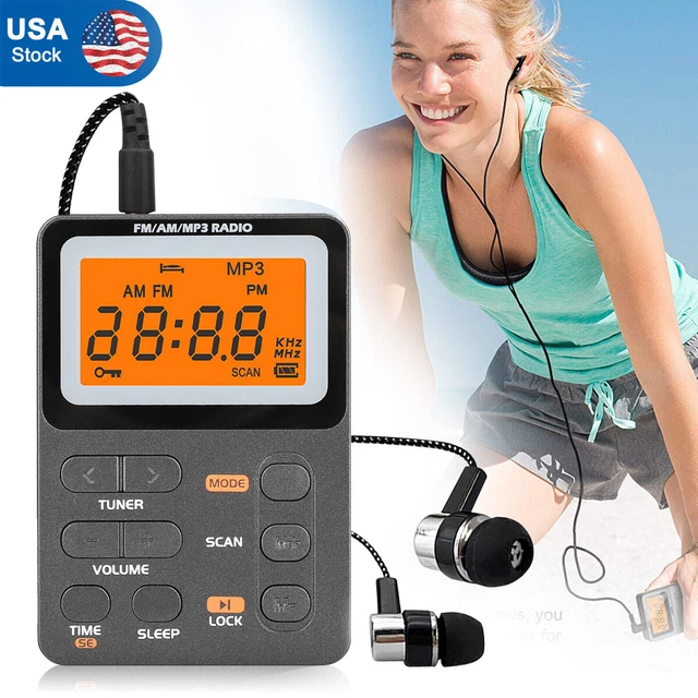 MINI STEREO PORTABLE Pocket Digital AM/FM Walkman Radio with Headphones