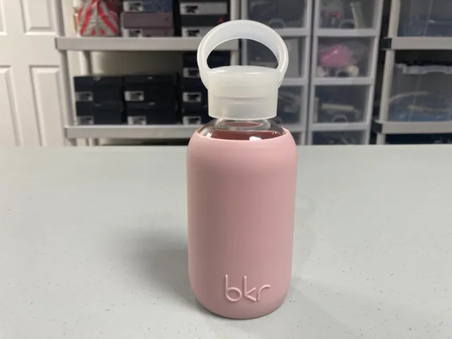 BKR Pink Glass Water Bottle Silicone Sleeve 16oz 500 ml