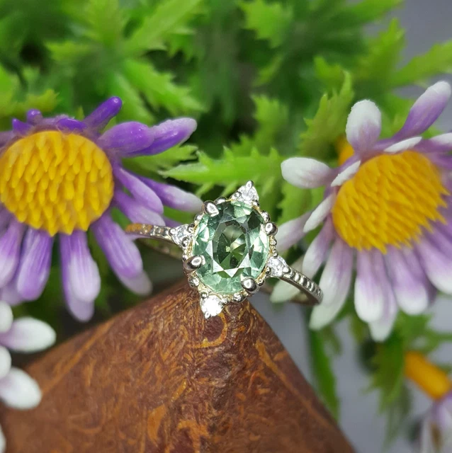 925 ARGENT STERLING Taille Bague 5.75 USA Naturel Tourmaline