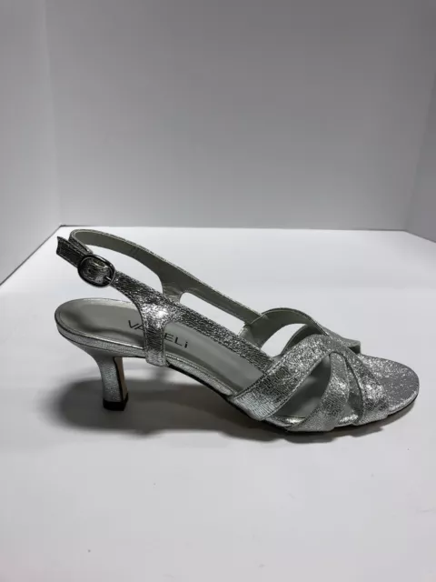 Vaneli Maeve Womens Strappy Sandal Silver 6 M