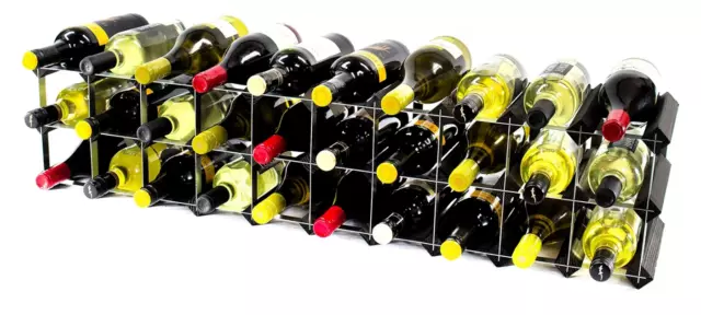 Cranville Classic 30 Bottle Wine Rack Dark Oak Stained Wood and Metal Assembled