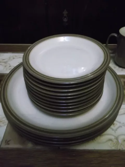 Denby Brown & Cream Pampas - 4 X 10" Plates & 10 X 6 1/4" Plates