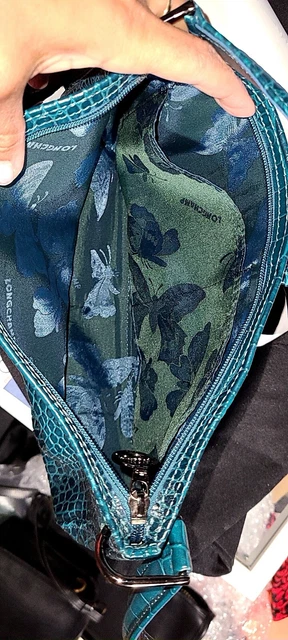 Longchamp Roseau Green Croc Embossed Toggle Shoulder Bag 6