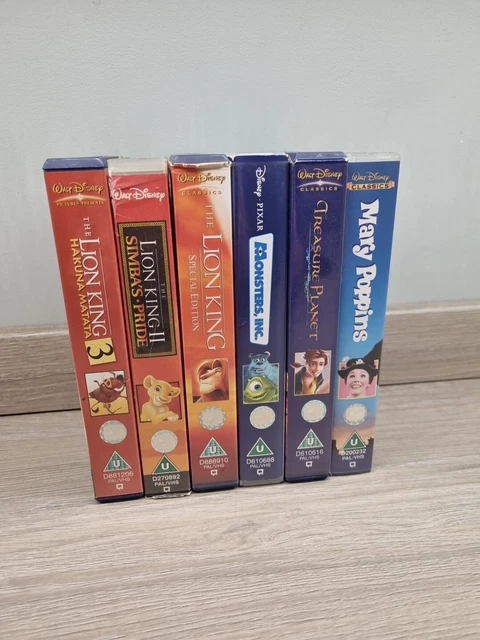 BUNDLE OF 6 Childrens Disney VHS Videos Lion King Monsters Inc Mary ...