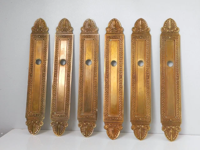 Lot De 5 Plaques De Propreté Et Poignées Laiton Style Louis XV - Doré - Occasion