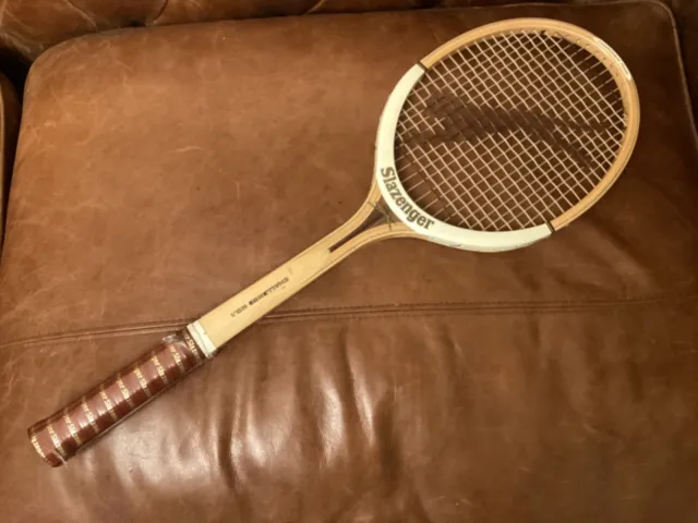 Vintage Wooden Slazenger Tennis Racket & Cover Challenge No 1 Championship Frame