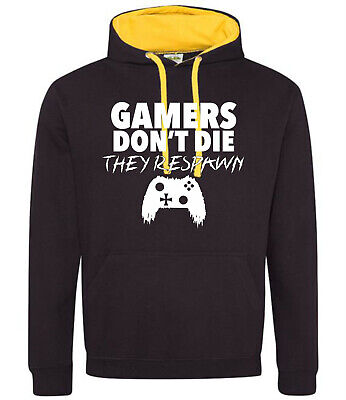 Mens Gaming Hoodie Hoody Hooded Sweatshirt Gamers Dont Die They Respawn Gifts