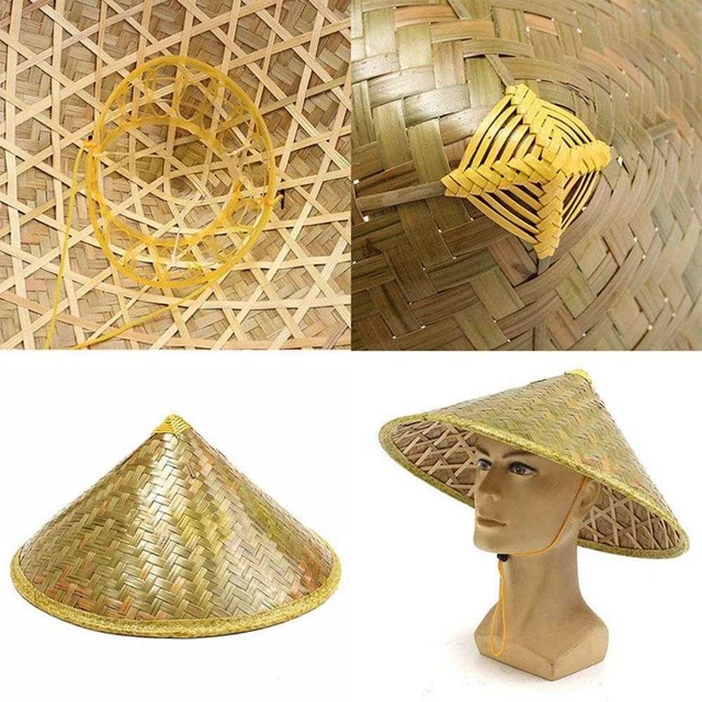 STRAW BAMBOO DURABLE Chinese Oriental Sun Fish Hat Farmer Lot L0 £8.14