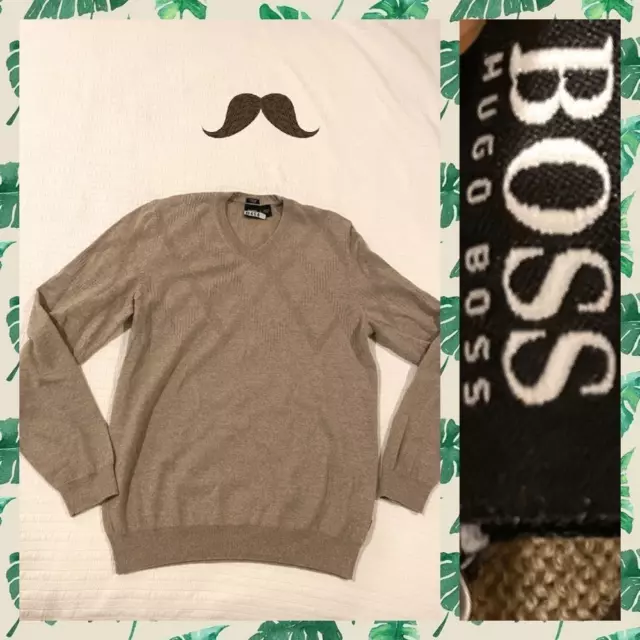 Boss Hugo boss extra fine merino wool v neck sweater size Large