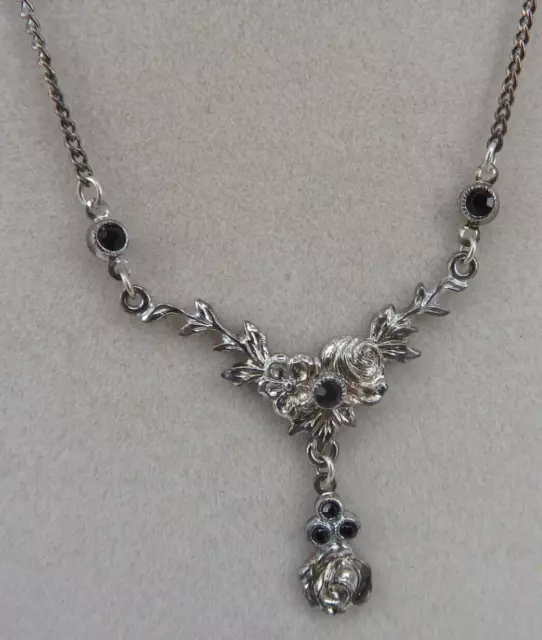 Neugablonz Dieter Knobloch: Collier Jugendstil mit schwarzen Diamanten (103413)