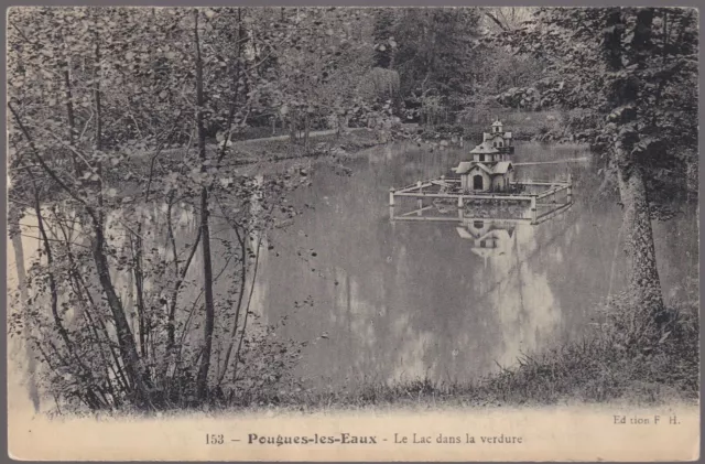 POUGUES les EAUX 58 Le LAC CPA written to Julien GERVAIS Maisons-Alfort 1914-1918