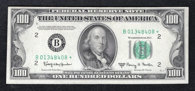 Fr. 2162-B* 1950-E $100 *Star* Frn Federal Reserve Note New York, Ny Very Fine+