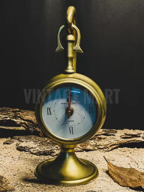 Reloj de escritorio vintage victoriano con acabado de latón, estante/manto...