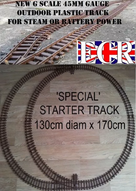 G SCALE RAILWAY RAIL 45mm GAUGE PLASTIC TRACK, BATTERY & STEAM POWER TRAIN SET