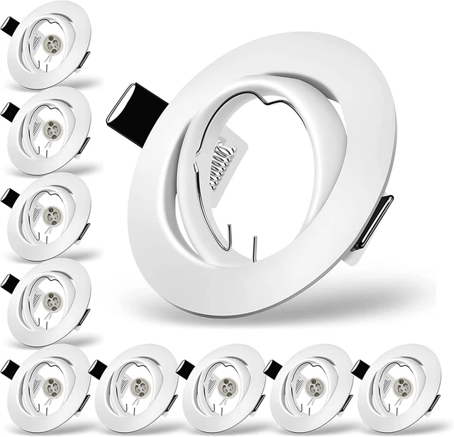Kit 5 Faretti Da Incasso A Soffitto FERE Cromo Opaco | Anelli Per LED/Alogena GU10 | Diametro Installazione 58-75mm - 2