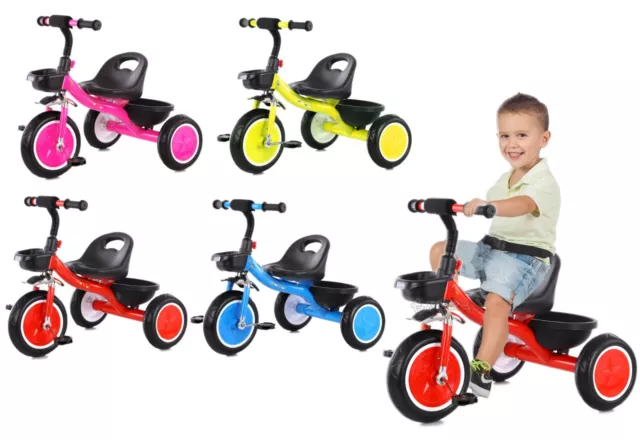 Tricycle pour Enfants Vélo en Métal Avec Boite Accessoires Et