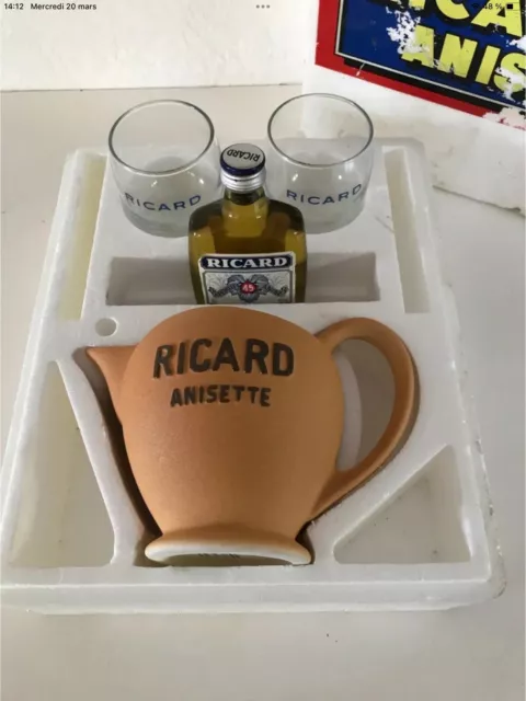 ♦ Ancien Coffret Ricard Anisette Deux Verres Une Carafe Made In France Vintage 2