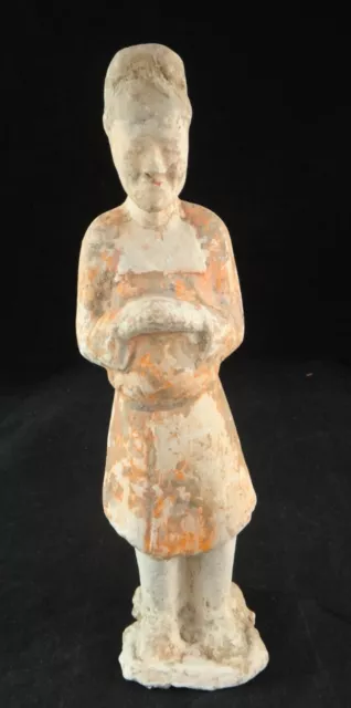 Ancient Chinese Tang Dynasty Pottery Figure of a Man Wearing a Hat. 8 ½” tall