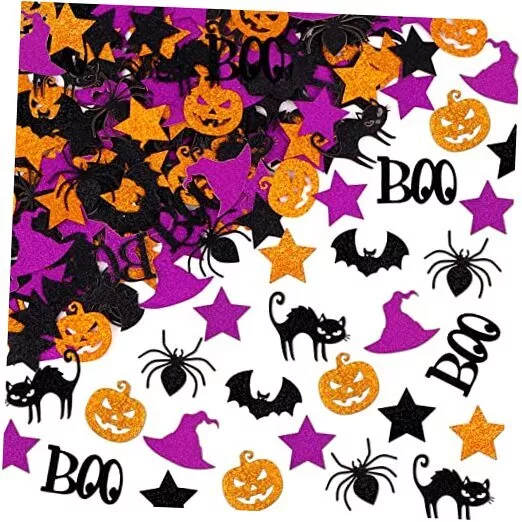 YUJUN 195PCS Halloween Confetti, Halloween Bat Witch Star Spider Black Cat