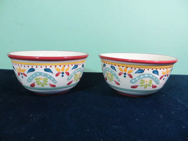 Set of 2 Bobby Flay Sevilla 6" Soup Cereal Bowls Retired Mediterranean Pattern