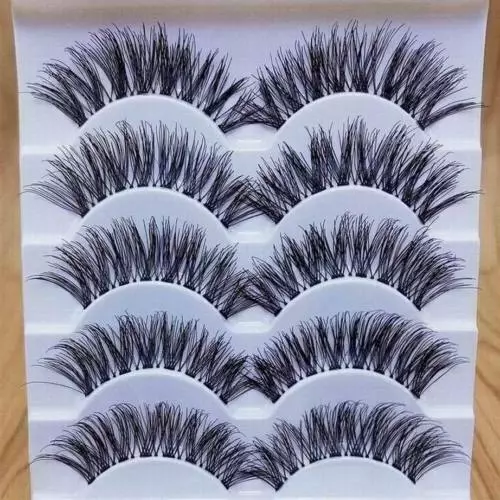 5Pairs Natural Demi Wispies False Eyelashes Fake Lashes Extension Kit Clear Band