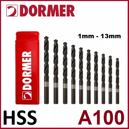 DORMER A100 HSS Jobber Drills Metric Steam Tempered High Speed Steel Drill Bits