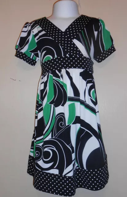 Zoey Girl Semi Wrap Neckline Dress Black Print Size 4 NWT