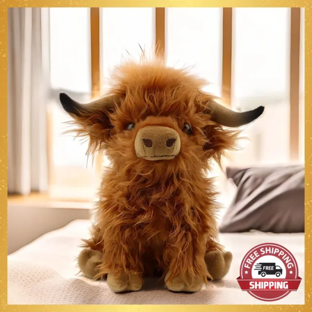 Cute Brown Highland Cow Coo Cuddly Soft Toy Plush Stuffed Scottish Scotland