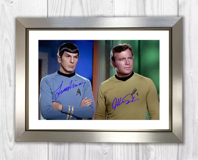 Star Trek A4 Shatner & Nimoy (1) signed mounted poster. Choice of frame. 3