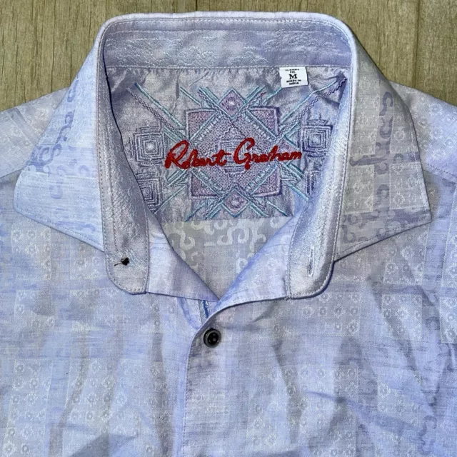 Robert Graham Linen Blend Shirt Mens Medium Classic Fit Flip Cuff Long Sleeve