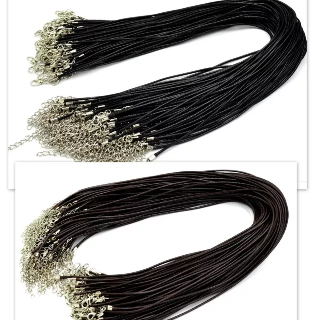 Lederlook Halskette Halsband Karabinerverschluss Schwarz Braun Schmuck Ø 1,5 / 2