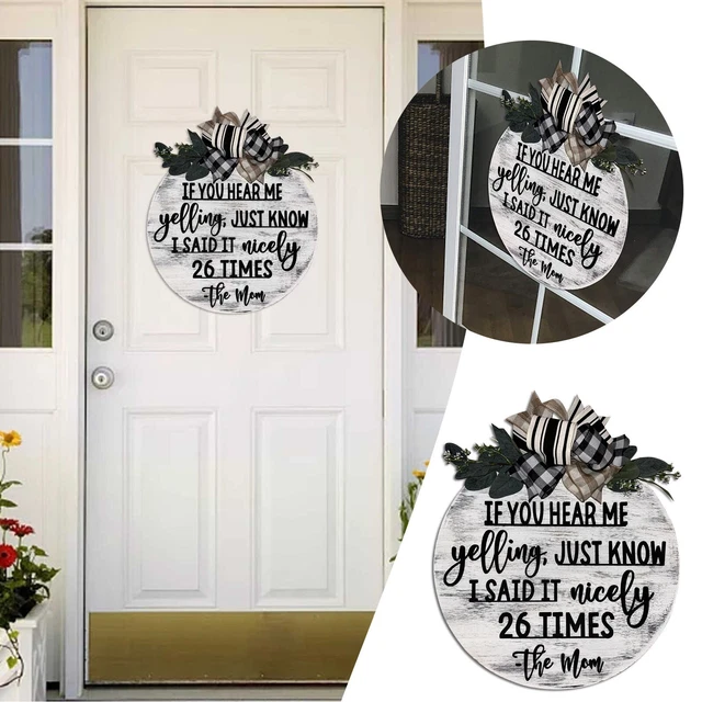 Funny Welcome Sign Front Door Rustic Round Outdoor Indoor Spring Wreath