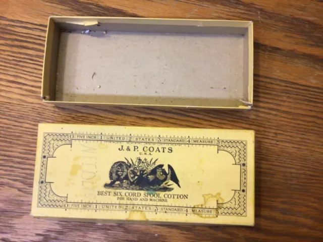 Vintage J & P COATS Advertising Empty Machine Sewing Size Cord Thread Spool BOX 2