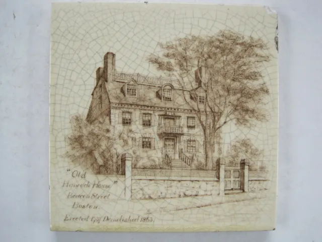 ANTIQUE VICTORIAN MINTON TILE  - "OLD HANCOCK HOUSE" Beacon Street, Boston