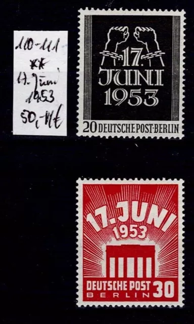 Berlin - MiNr.:  110 - 111, kpl. 17. Juni 1953, **, MNH, 50 M€