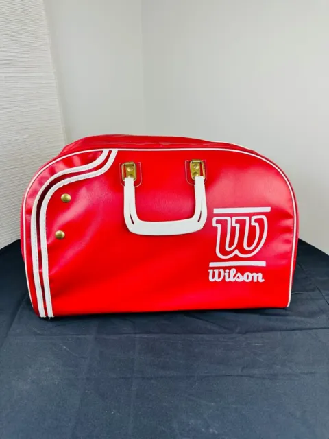 Excellent Condition Vintage 70s Wilson Tennis Bag Gym  Red White Stripes Duffel