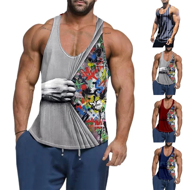 Uomo Sciolto Casual Gilet SPORTS Muscolo Allenamento Palestra Slim Girocollo