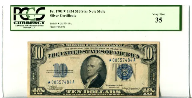 1934 $10 Silver Certificate MULE **STAR** PCGS Very Fine 35 *00557484A