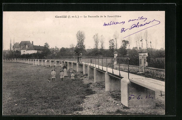 CPA Genillé, La Passerelle de la Bourdillière 1914