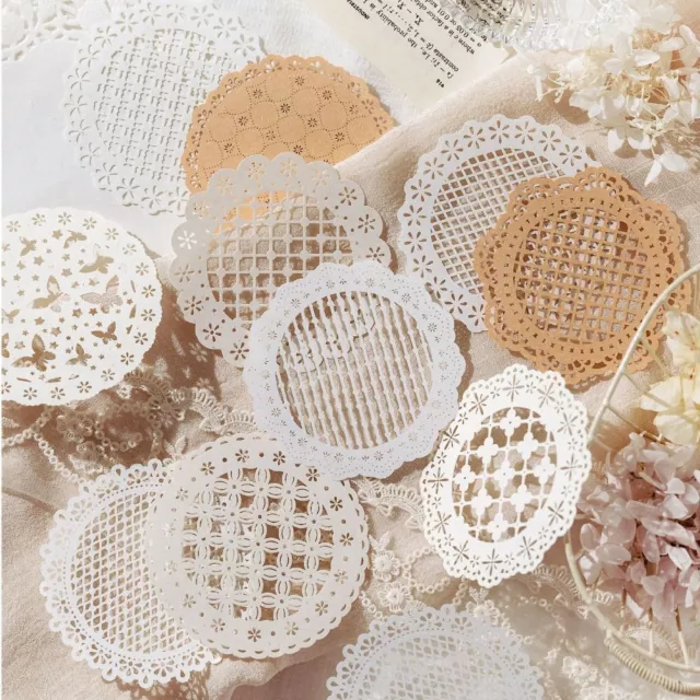 10pcs/pack Hand Made Hand Lace Lace Paper Hollow Out Collage Paper