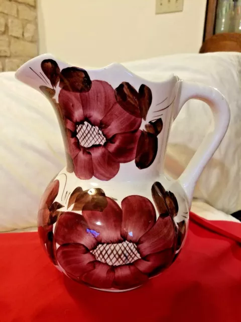 Vintage Hand Painted Ceramic Floral Pitcher