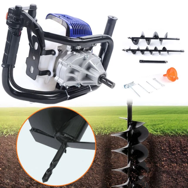 52CC Auger Post Hole Digger 2 Stroke Post Hole Auger Gas Powered +4/8” Drill Bit