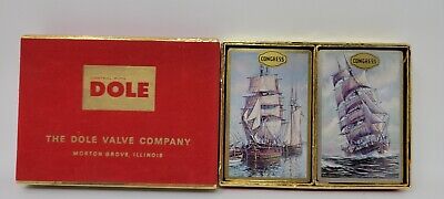 Vintage Congress Double Deck Playing Cards Masted Sailing Ship Dole Valve Co.