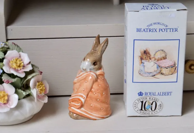 Boxed - Royal Albert Beatrix Potter Figurine -  Poorly Peter Rabbit -100 Years