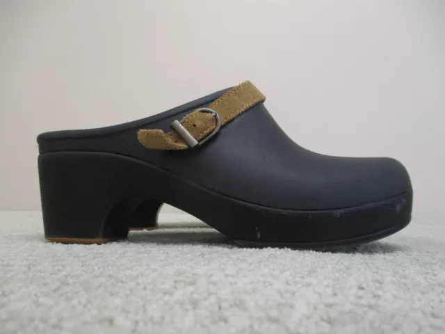 Crocs Clogs Womens 9 Black Sarah Block Heel Buckle Comfort Slip On Mules Shoes