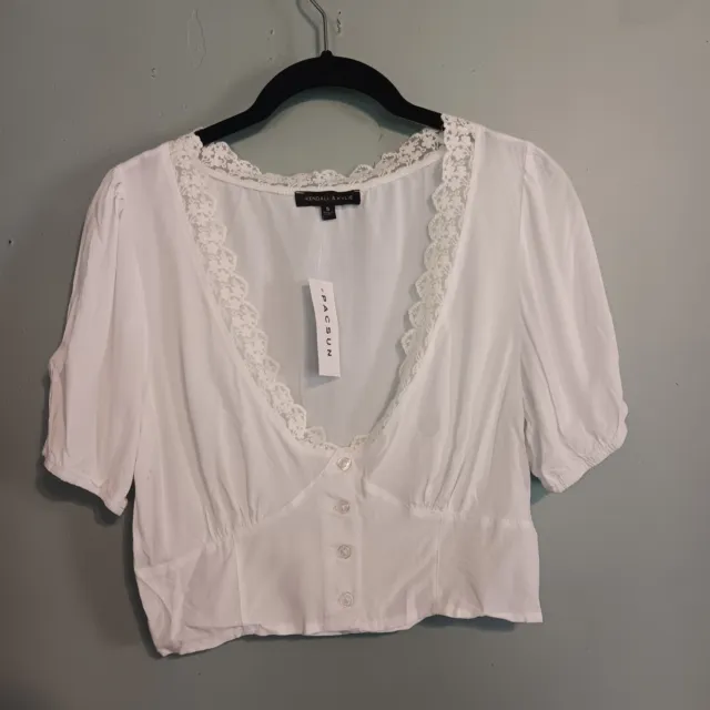 Kendall & Kylie Small White Crop Top Lace Pacsun NWT