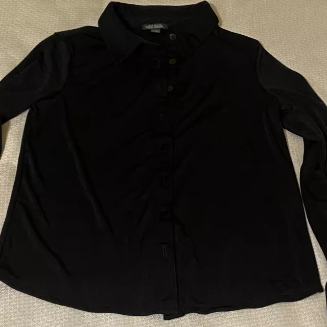 WOMEN'S WILD FABLE Black Long Sleeve Button Up Shirt Sz XS Polyester ...